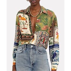 FARM Rio Mixed Scarf Print Button Down Shirt